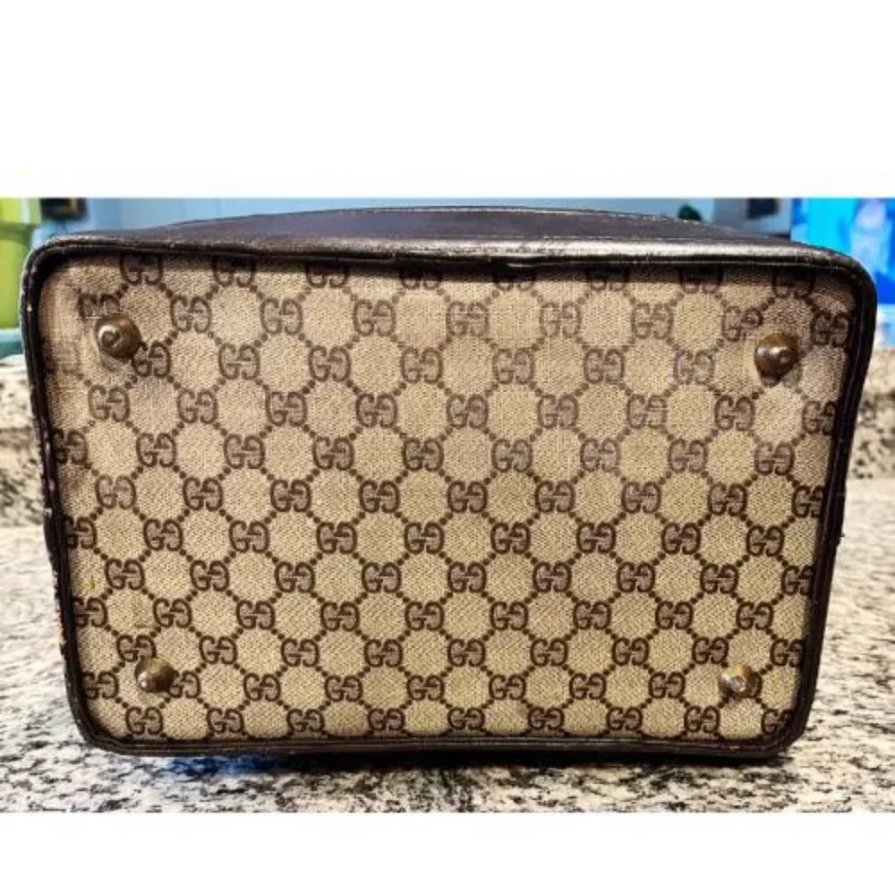 1960' GUCCI ANTIQUE TRAIN CASE LUGGAGE BAG - Picture 6 of 16